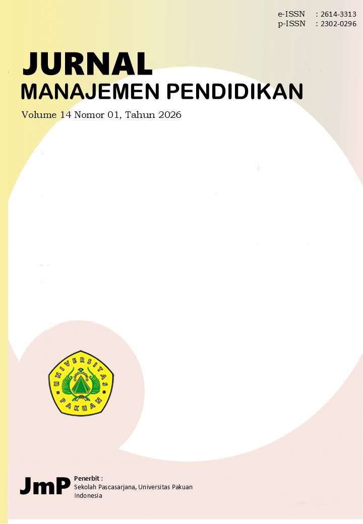 					View Vol. 14 No. 1 (2026): Jurnal Manajemen Pendidikan
				